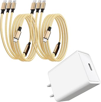 IDISON USB C Multi Charging Cable [2Pack 4FT]+20W USB C Charger Wall Charger
