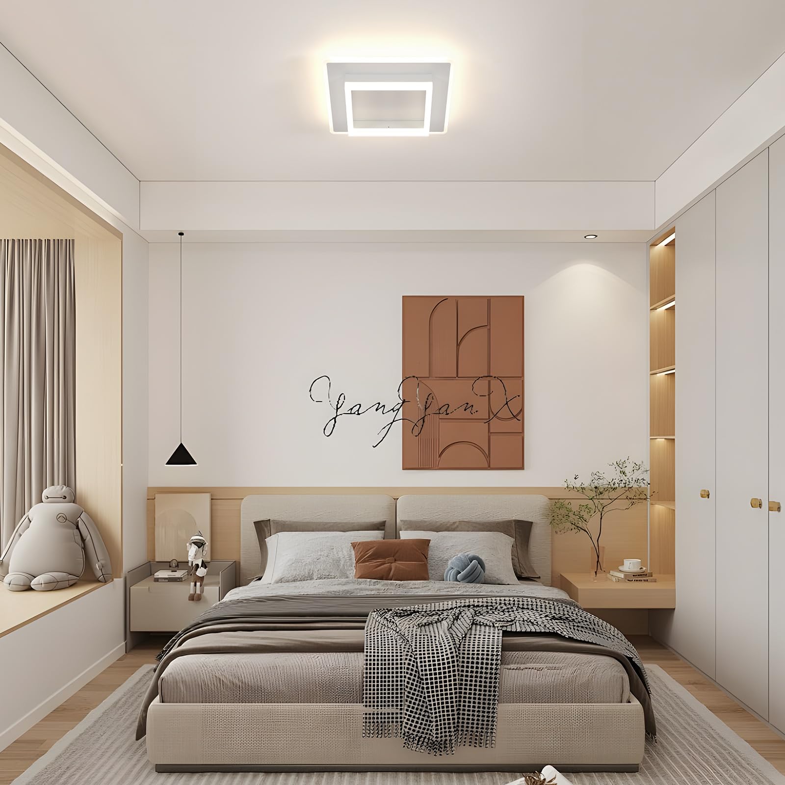 DELIPOP Plafoniera LED Soffitto Moderna, 30W Lampada da Soffitto Luce Naturale 4500K, Lampadario LED Quadrata in Acrilico per Soggiorno, Camera da letto, Cucina, Corridoio, Bianco