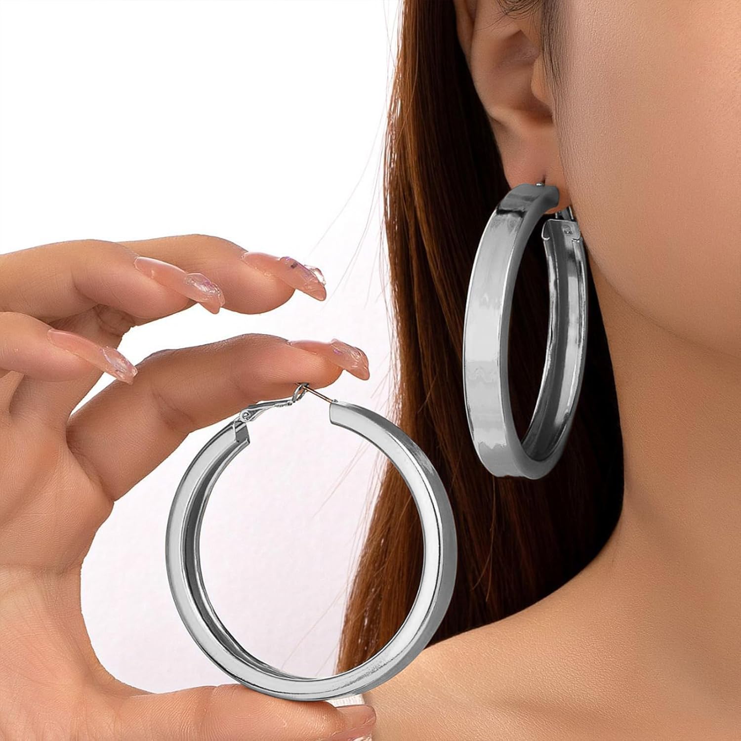 Large Hoop Earrings Lightweight Chunky Earrings for Women Chunky Earrings Big Hoop Earrings for Wedding - Image 3