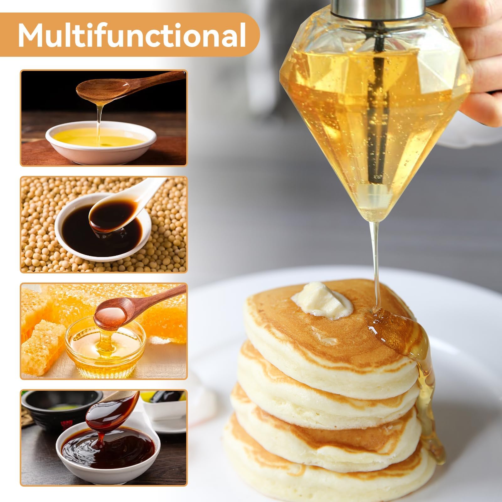 Dispenser Per Miele In Vetro Da 200ml - Contenitore Per Sciroppi E Salse, Con Base Antigoccia - Foto 11