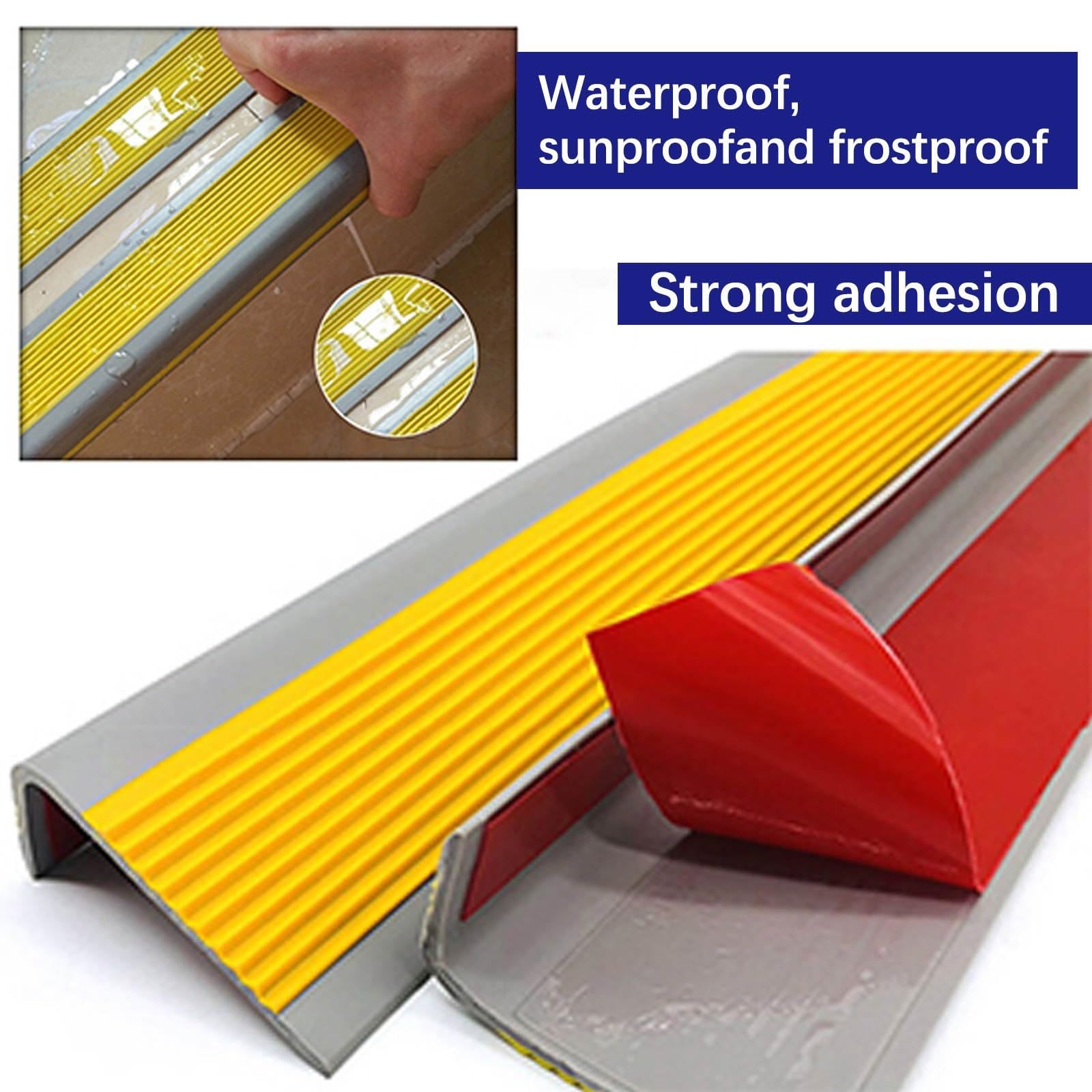 Borde De Escalera De Goma De PVC, Tira De Vinilo Autoadhesiva Antideslizante Para Escalera, Perfil De Nariz De Escalera, Cantonera Protector, DecoracióN De Esquinas De PeldañOs De Escalera(Grayish yel