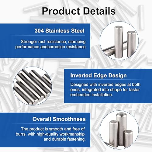 Miniatura 4 de MroMax 100 pasadores cilíndricos de acero inoxidable 304 M1.0.197 x 0.236 in, clavijas de soporte de estante para dispositivos metálicos,