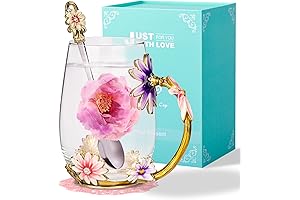 Wisolt Birthday Gifts for Women, Enamel Glass Tea Cup with Spoon