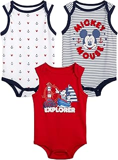 Disney Baby,Clothing,Baby Boys 0-24m,Bodysuits & One-Pieces,Bodysuits Disney Baby Boys Newborn Mickey Mouse Sleeveless Bodysuit (3 Pack)