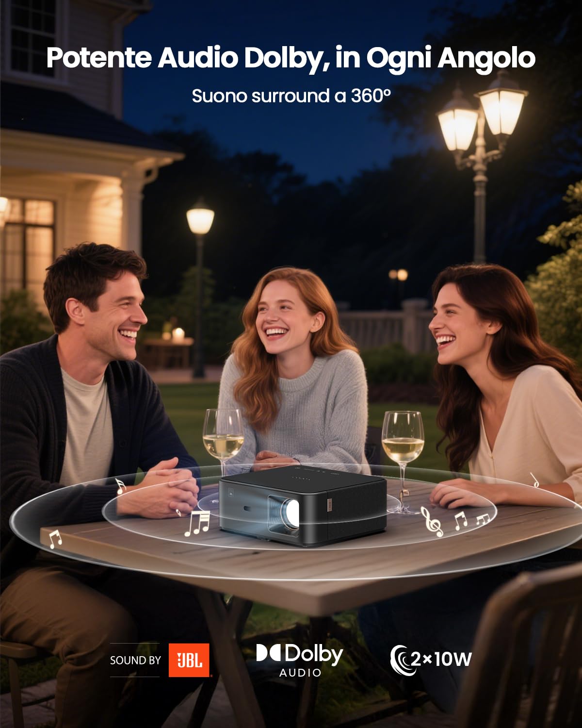 【Google TV 11.0 & JBL】4K, Dolby Audio Proiettore Auto Focus/Keystone,YABER K2s Proiettore Wifi6 Bluetooth 5.2,Videoproiettore Home Cinema 1080P Nativo Full HD con Netflix 7000+ App