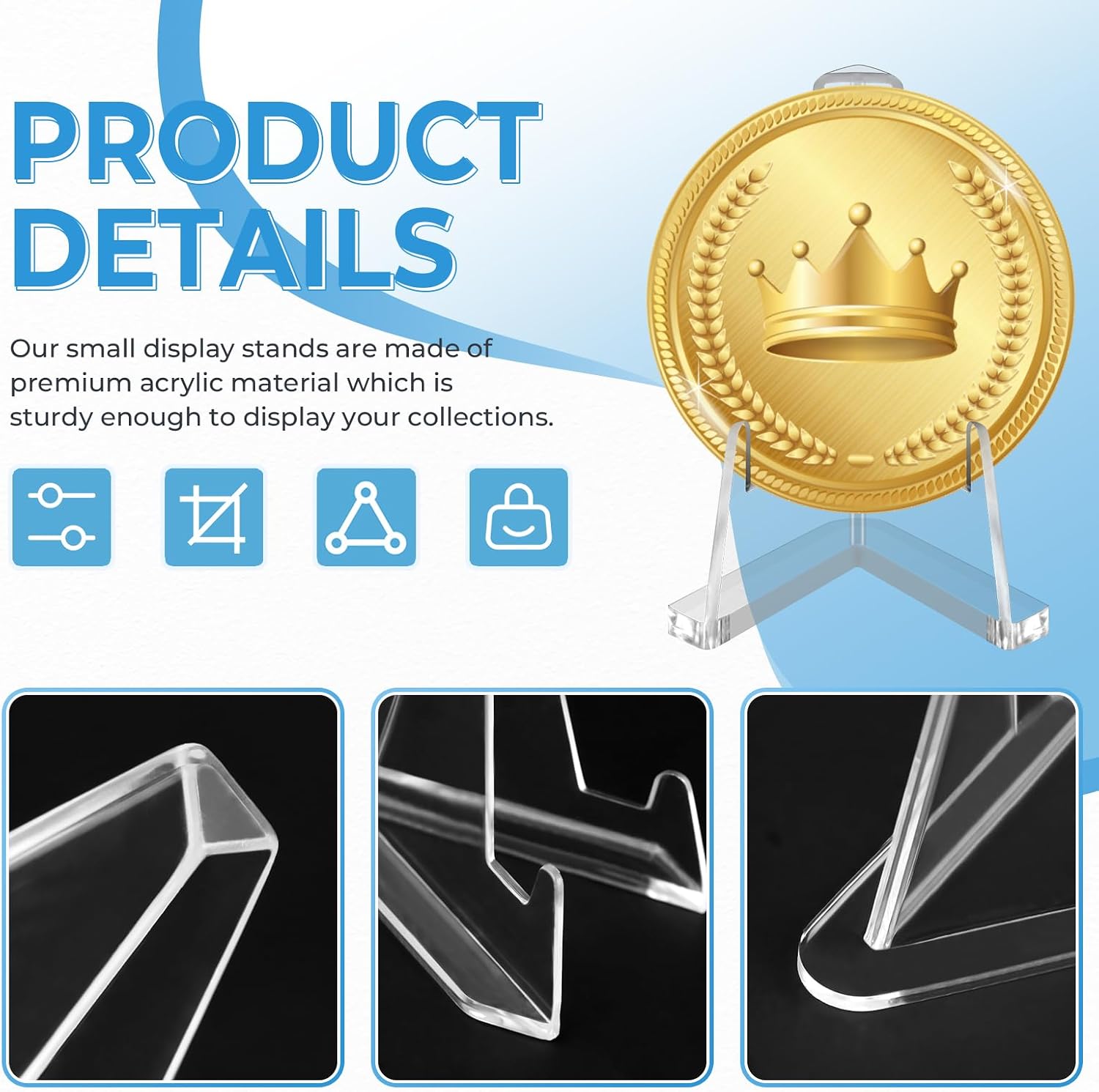 60 Packs Card Display Stand, Clear Acrylic Mini Easel Stand, Premium Acrylic Sports Card Holder, Trading Card Stand, Card Stands for Sports Cards, Graded Card Display, 2.2 Inch Tall image 3