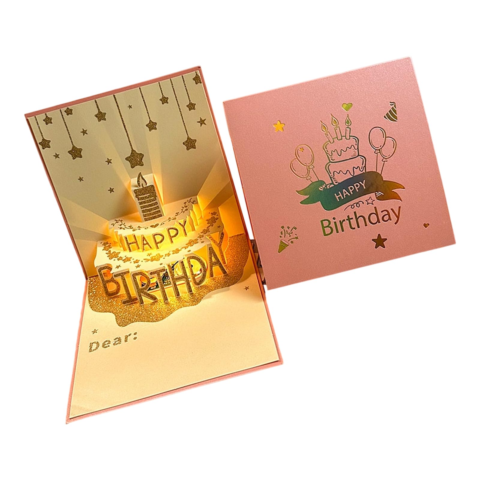 Tsophreniq Foldable Blessing Postcard 3D Popup Greeting Card with Sound and Light for Birthday Creative Surprise Musical Light Up