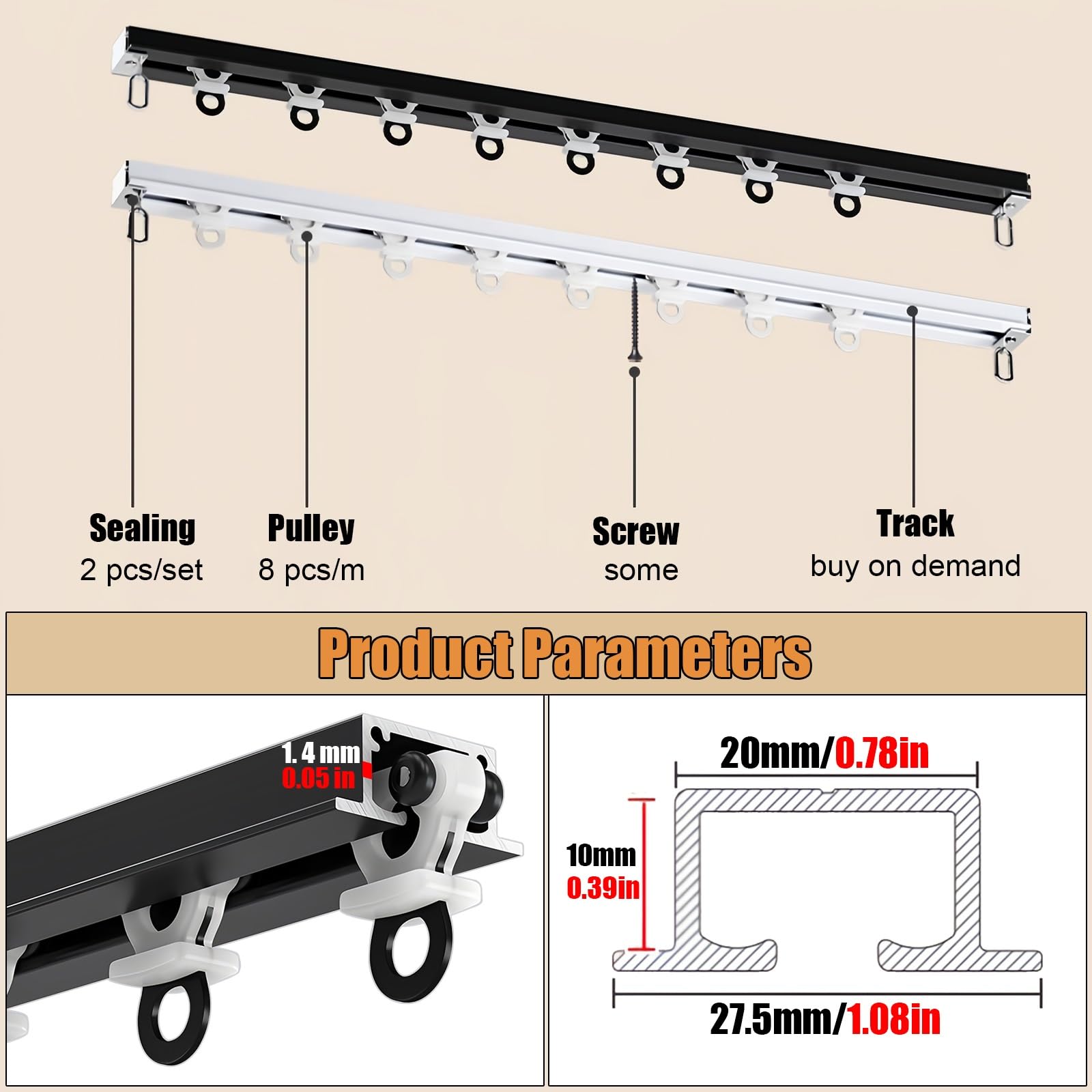 Binario da soffitto nero per tende e tende, lunghezza regolabile 1 m-6 m, in alluminio resistente, per divisori, facile montaggio a soffitto, 6 m