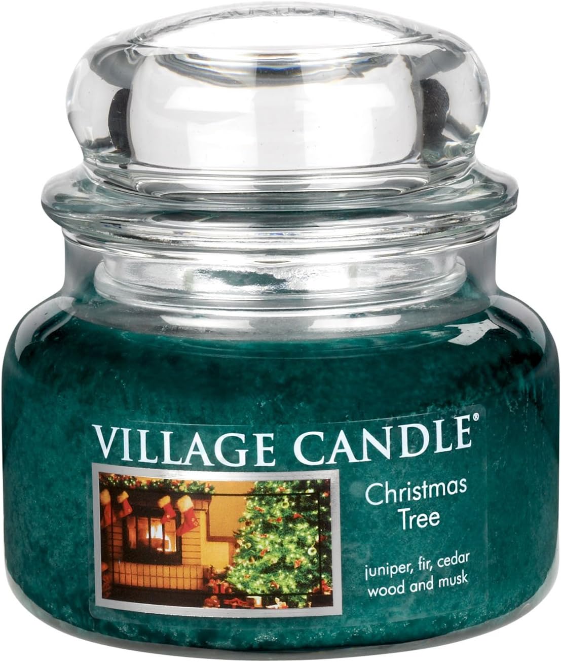 Village Candle Christmas Tree 11 oz Glass Jar Scented Candle, Small