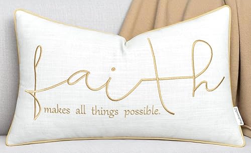 Miniatura 6 de Rudransha Faith Sentiment - Funda de almohada decorativa bordada, decoración para el nuevo hogar, sofá, silla, 12 x 20 pulgadas, azul marino