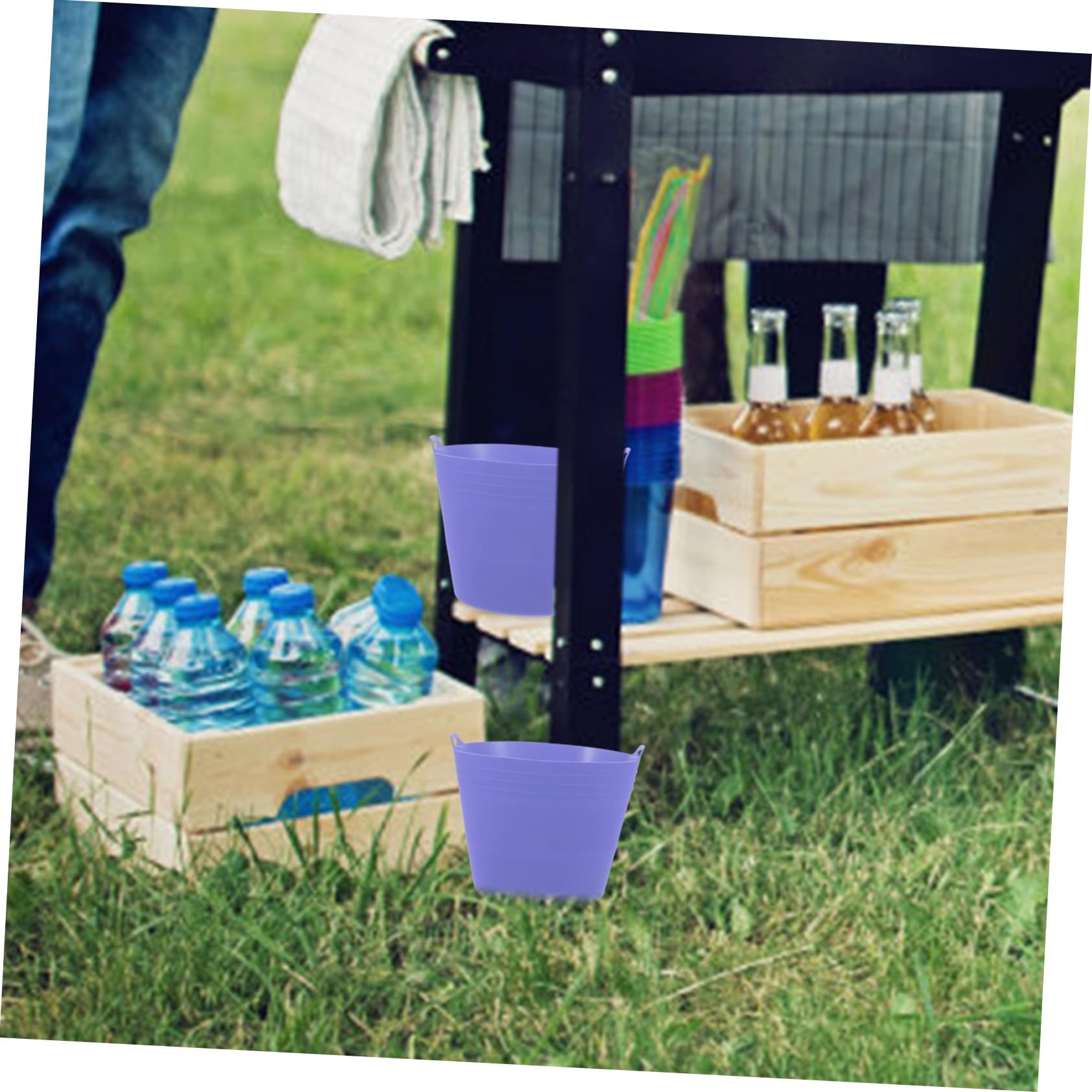 Happyyami Silicone Folding Bucket Liner for Grill Oil Bucket Liner BBQ Grease Canister Reusable