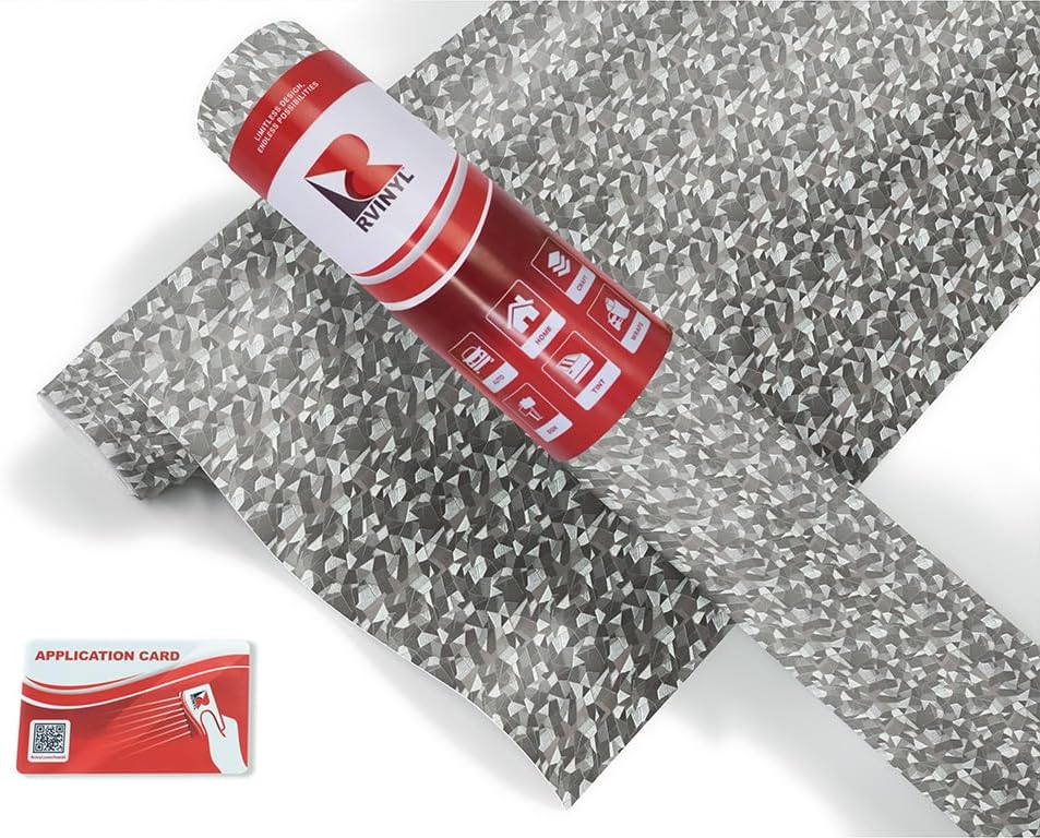 Rwraps 3D Camouflage Vinyl Car Wrap Film Sheet Roll with Air Release Technology - 5ft x 20yd, 3D Fractal Silver