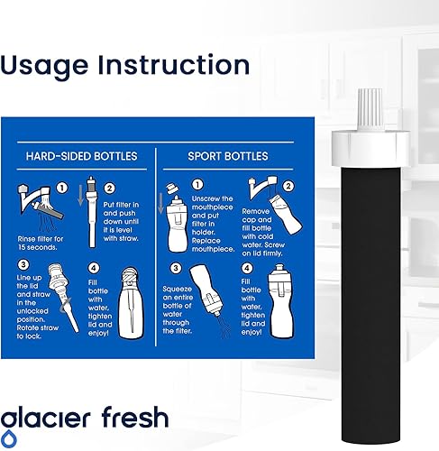 Miniatura 7 de GLACIER FRESH Filtros para botella de agua, repuesto para Brita BB06, Brita Hard Side y Sport Water Bottle Filter, 4 unidades