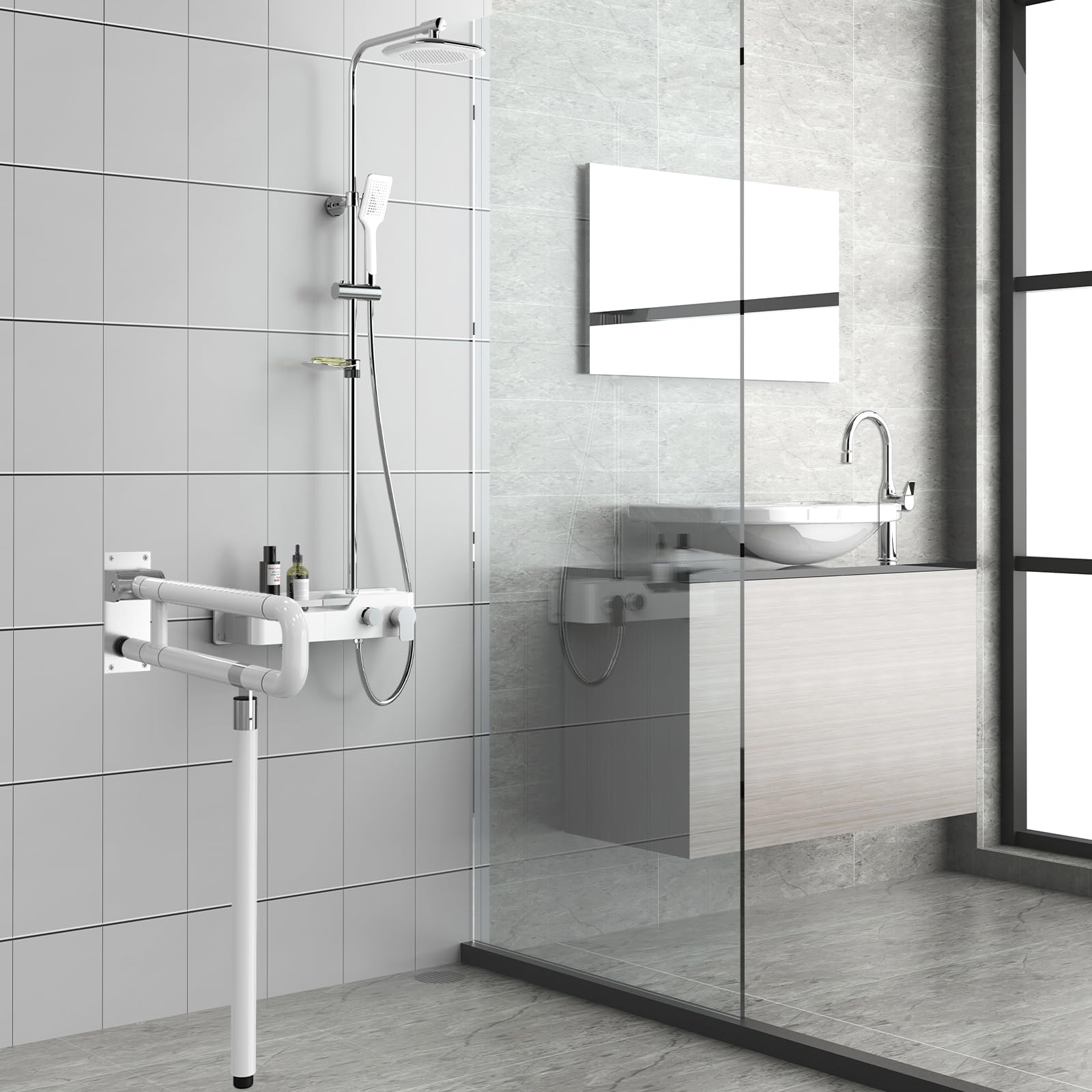 Asa de Seguridad para Baño, para Niño Discapacitado Anciano Embarazadas | Asidero para el baño y el aseo, Antideslizante Pasamanos Ducha de Acero Inoxidable, Capacidad de carga máx. 350 kg