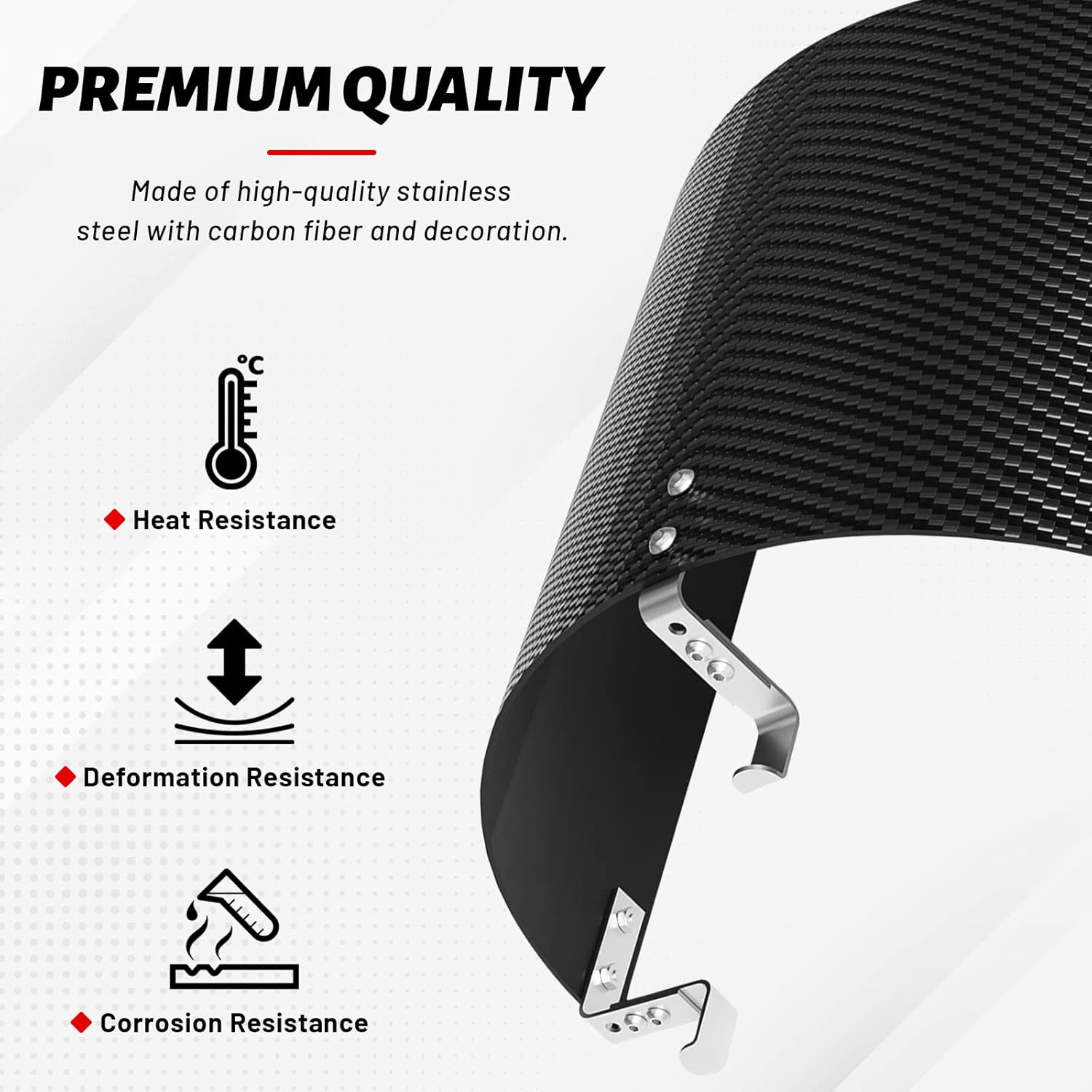Universal Air Intake Filter Cover Heat Shield Stainless Steel Carbon Fiber Cover compatible with 2.5-3.5" Cone Filter (Black)