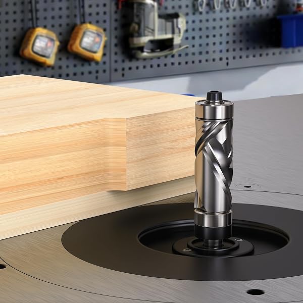 Top and Bottom Bearing Flush Trim Router Bit 1/4 Shank, 1/2" Cutting Diameter, 1-1/8" Cutting Length, Up&Down Compression Cut, Carbide Spiral Pattern Template Bit for Wood Trimming - 5