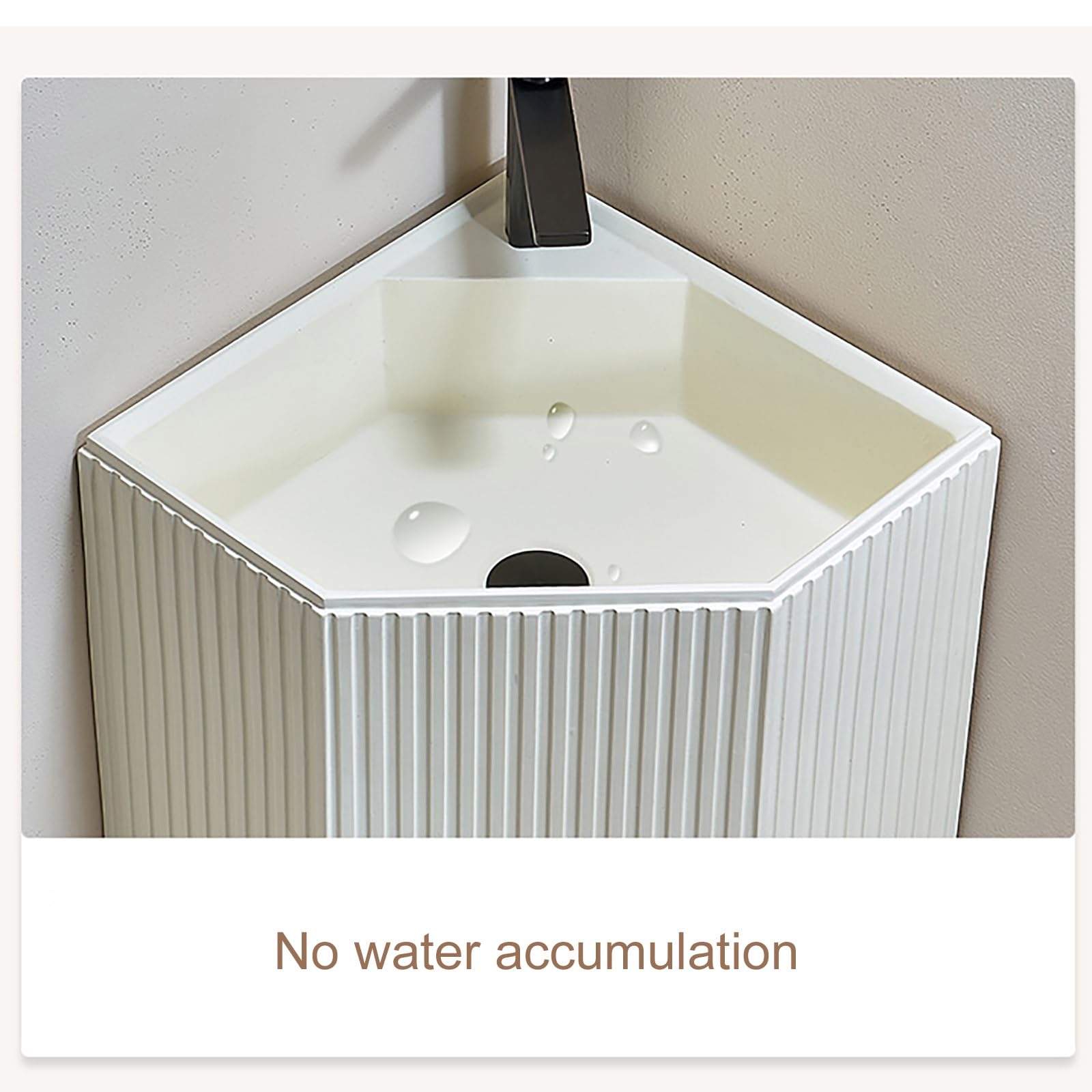 Fregadero triangular con pedestal que ahorra espacio, diseño de una pieza para baños pequeños y tocadores, elegante accesorio de baño compacto y moderno
