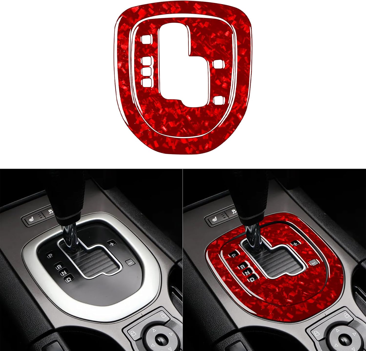 2pcs Car Auto Gear Shift Panel Sticker Kit Red Real