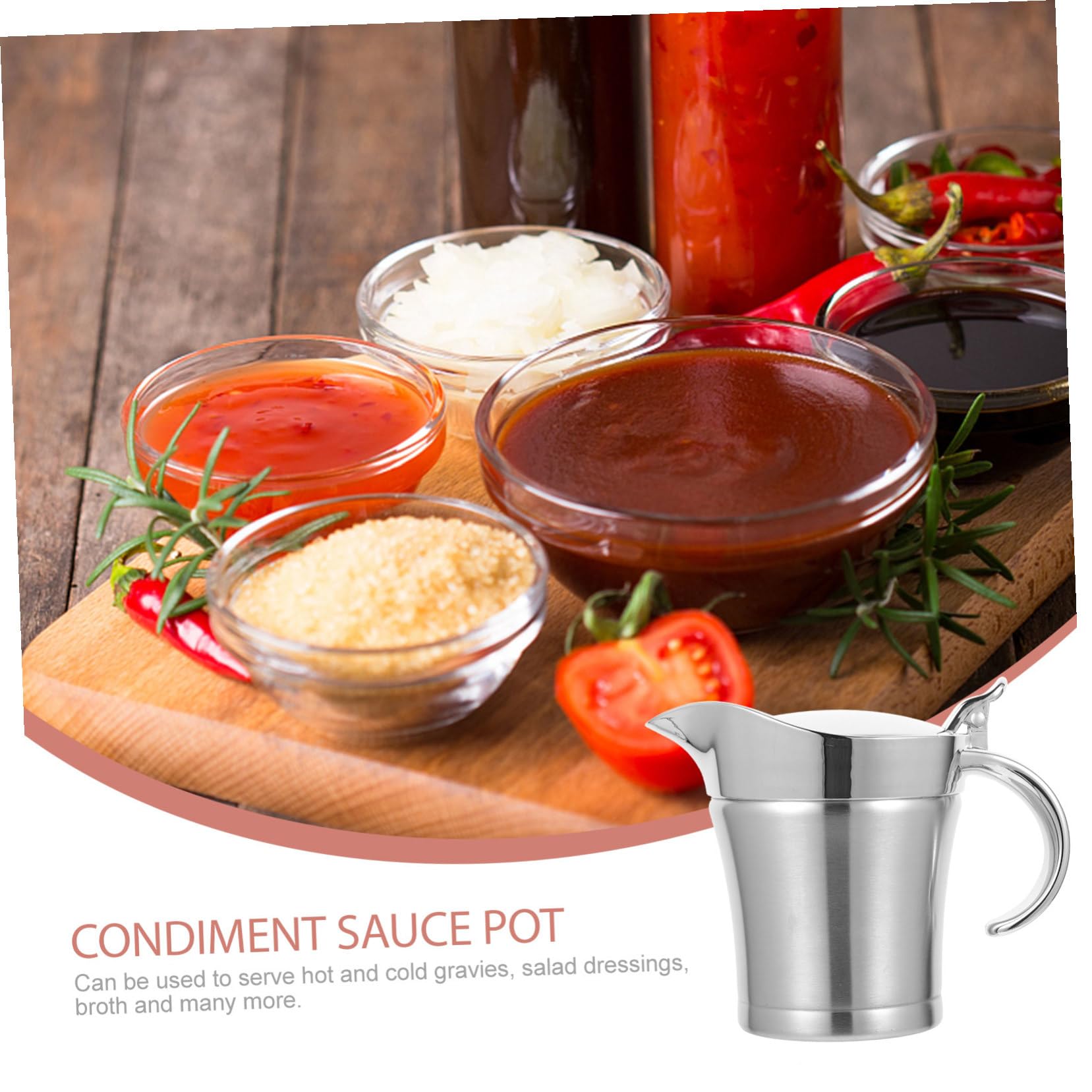 Salsera de Acero Inoxidable 304 de 500 Ml, Dispensador Anti-goteo para Salsa y Aderezos, Apto para Uso Doméstico y Servir en Mesa, Adecuado para Ensaladas y Condimentos