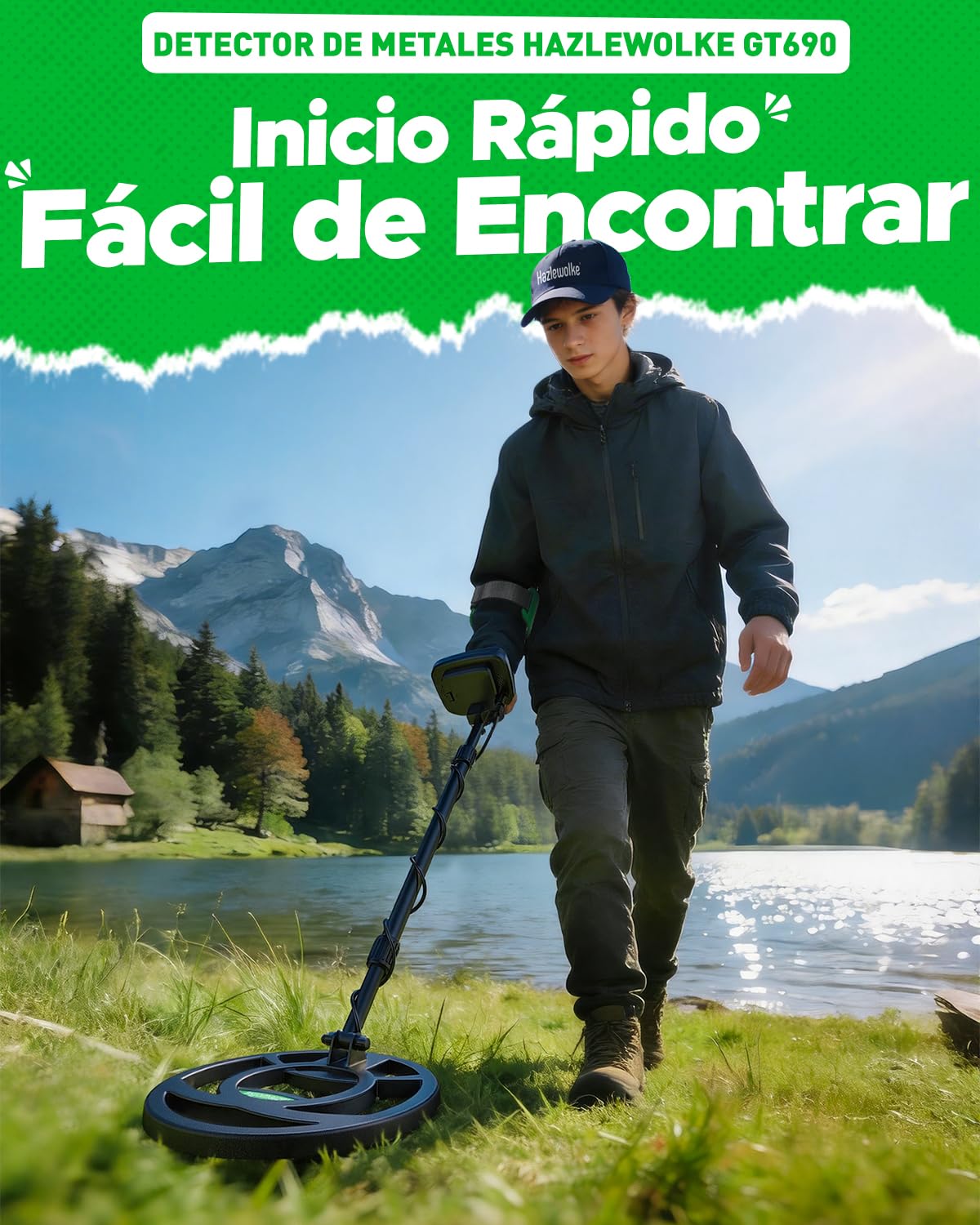 Detector de Metales para Adultos y Niños,Alta Precisión 10” Sumergible Bobina con Modos Todos los Metales y Disc, Niños y Principiantes Detector Metales de Oro, Jóvenes y Adolescentes