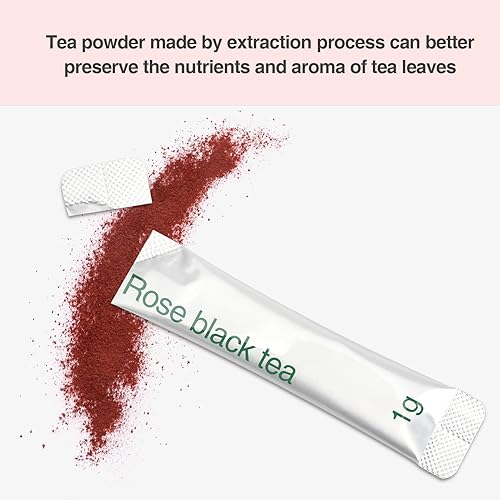 Miniatura 5 de Taiping HK Rose Instant Black Tea Classic, 100% hojas de té, 10 paquetes de una sola porción sin azúcar, sin aditivos sobre la marcha para viajes,