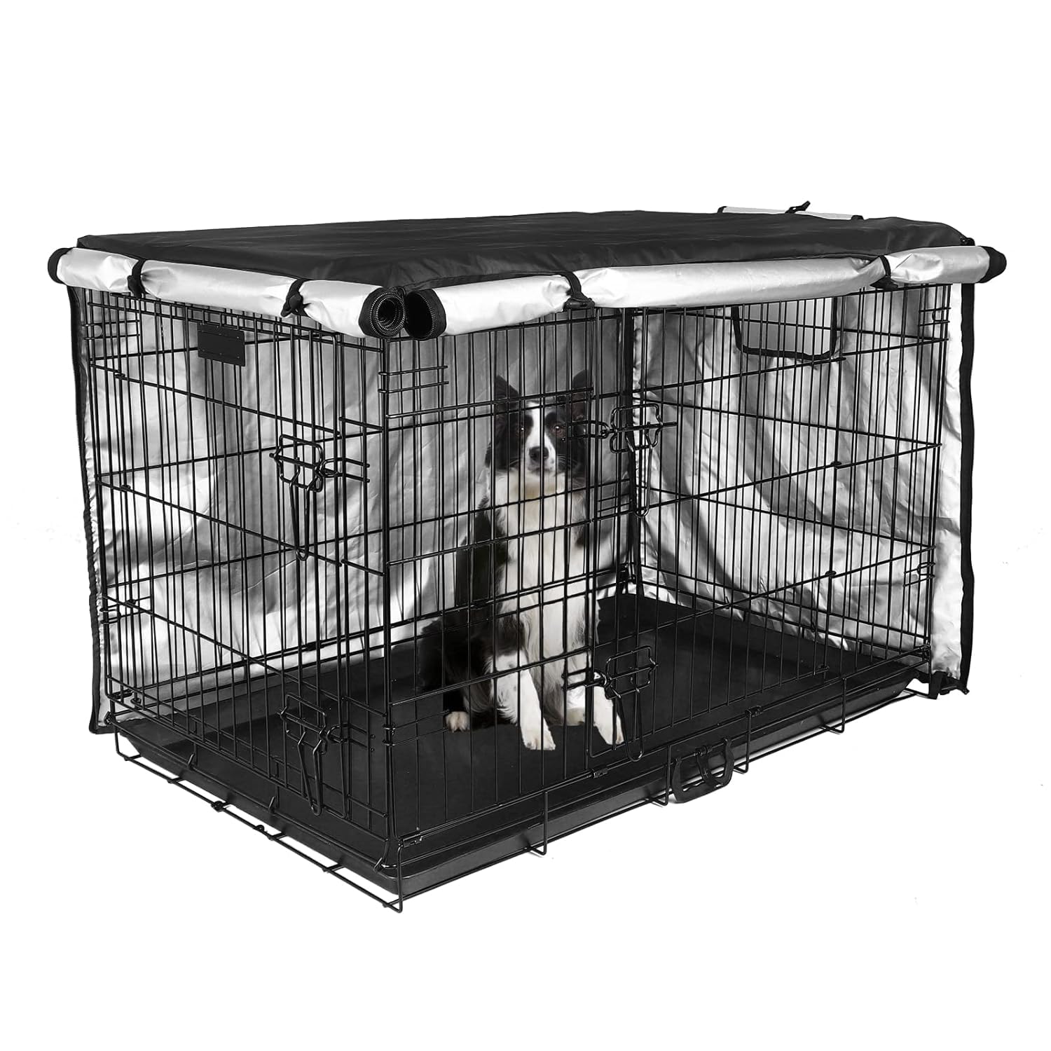 Berlin's Waterproof Dog Cage Cover Heavy Oxford Fabric Windproof Dustproof Kennel Breathable Mesh Windows Secure Fit for Indoor Outdoor Use Standard Wire Dog Crates (18 Inch Cage Cover) 3