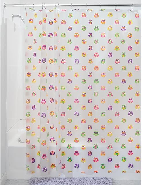 iDesign 180 x 200 cm Owlz Shower Curtain, Pink/ Purple