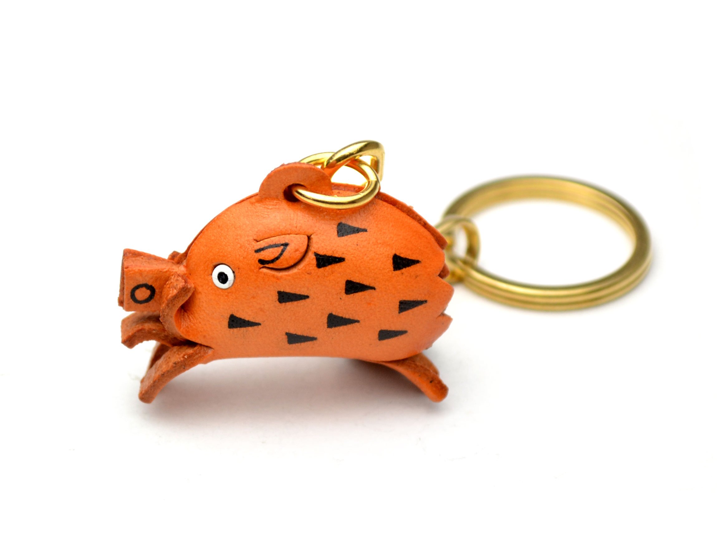 Wild Boar Animal Chinese Zodiac 3D Leather Keychain(L) VANCA Craft-Collectible Keyring Charm Pendant Made in Japan