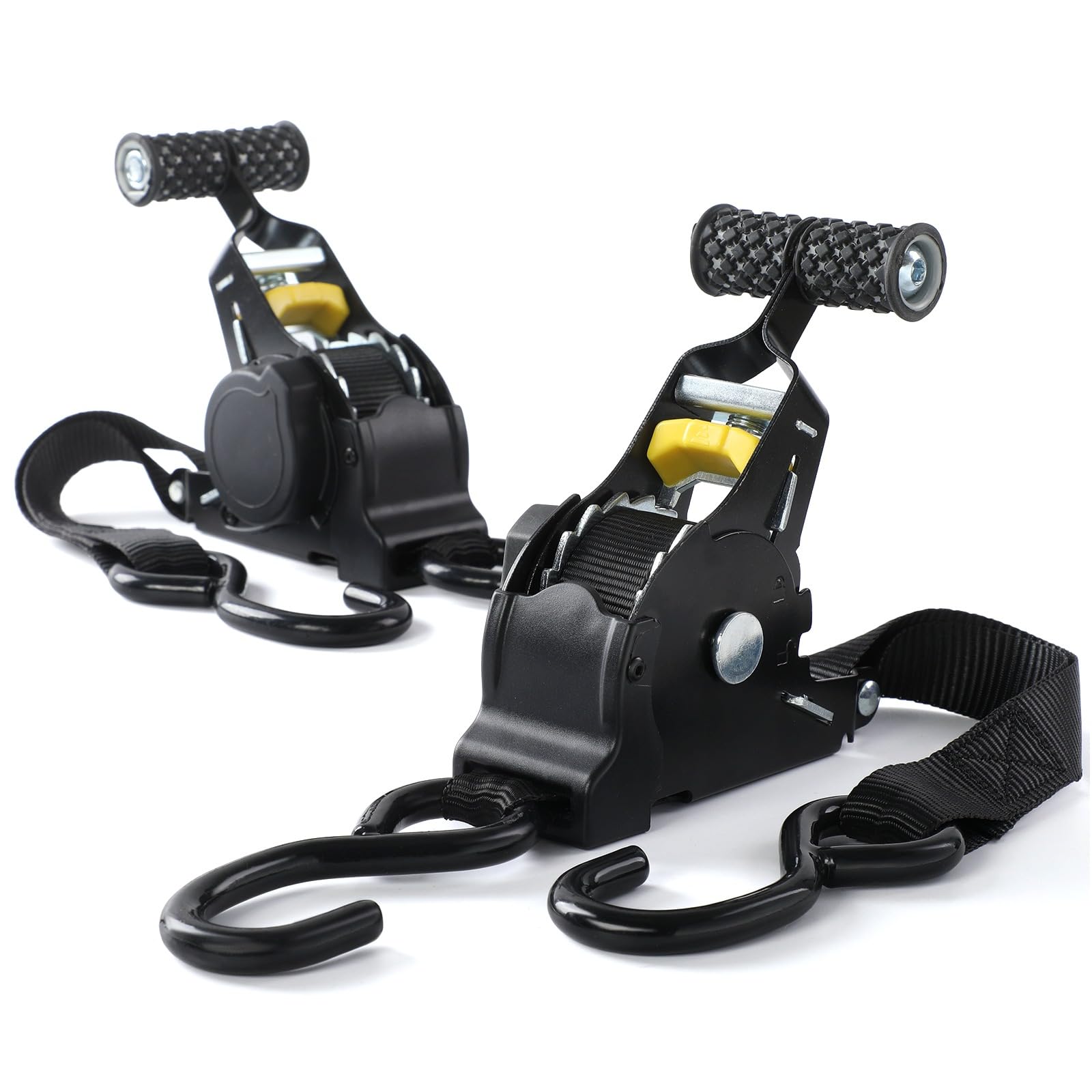 4 Stück Automatik Spanngurte - mit S Haken, 680KG Zurrgurte 3M x 25mm,Automatischer Spanngurtaufroller - Spanngurte mit Ratsche - für Fahrrad,Motorrad,Anhänger(Schwarz