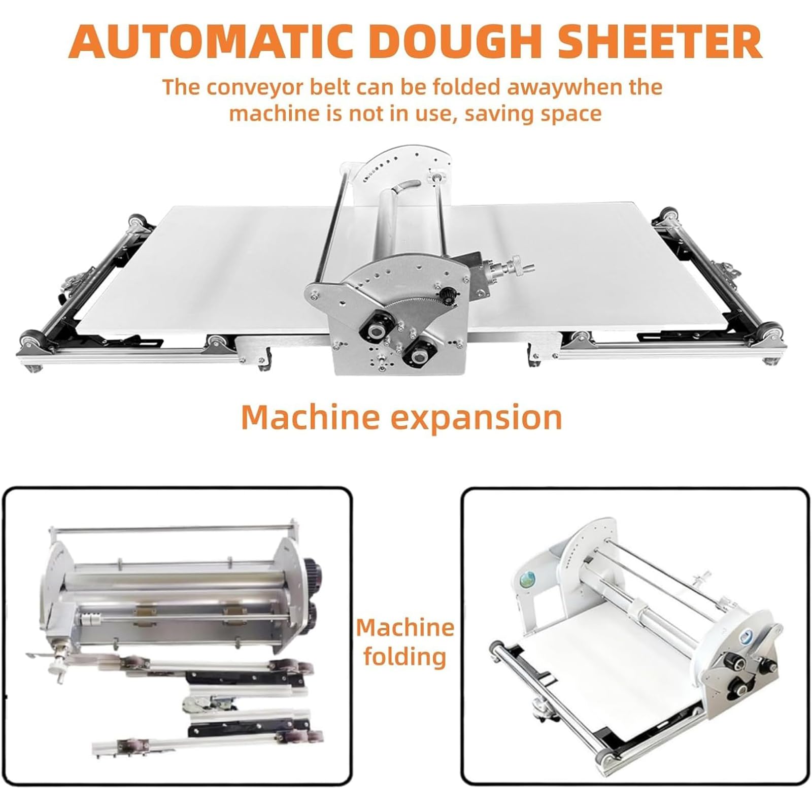 Macchina Per La Stesura Di Pasta Elettrica Pieghevole, Sfogliatrice Automatica Per Pasta, Spessore Regolabile (2-30 mm), Per La Cottura Di Dolci E Pane,A