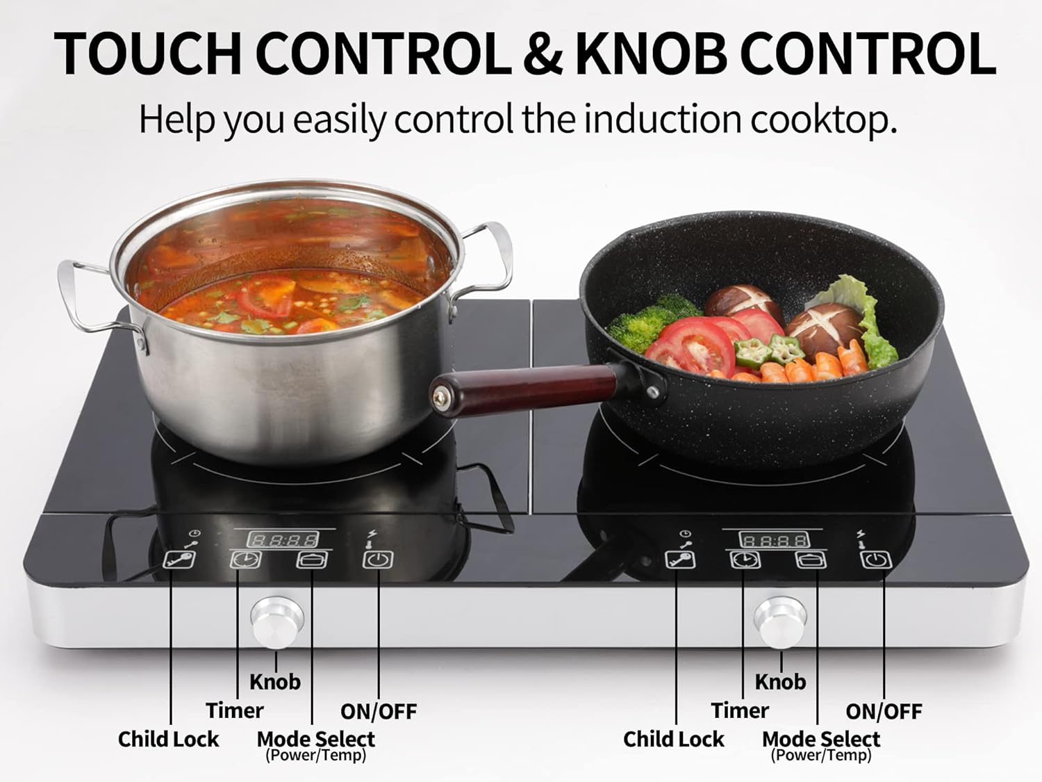 Buy Weceleh Portable Double Dual Induction Cooktop 2 Burner, Two Burner