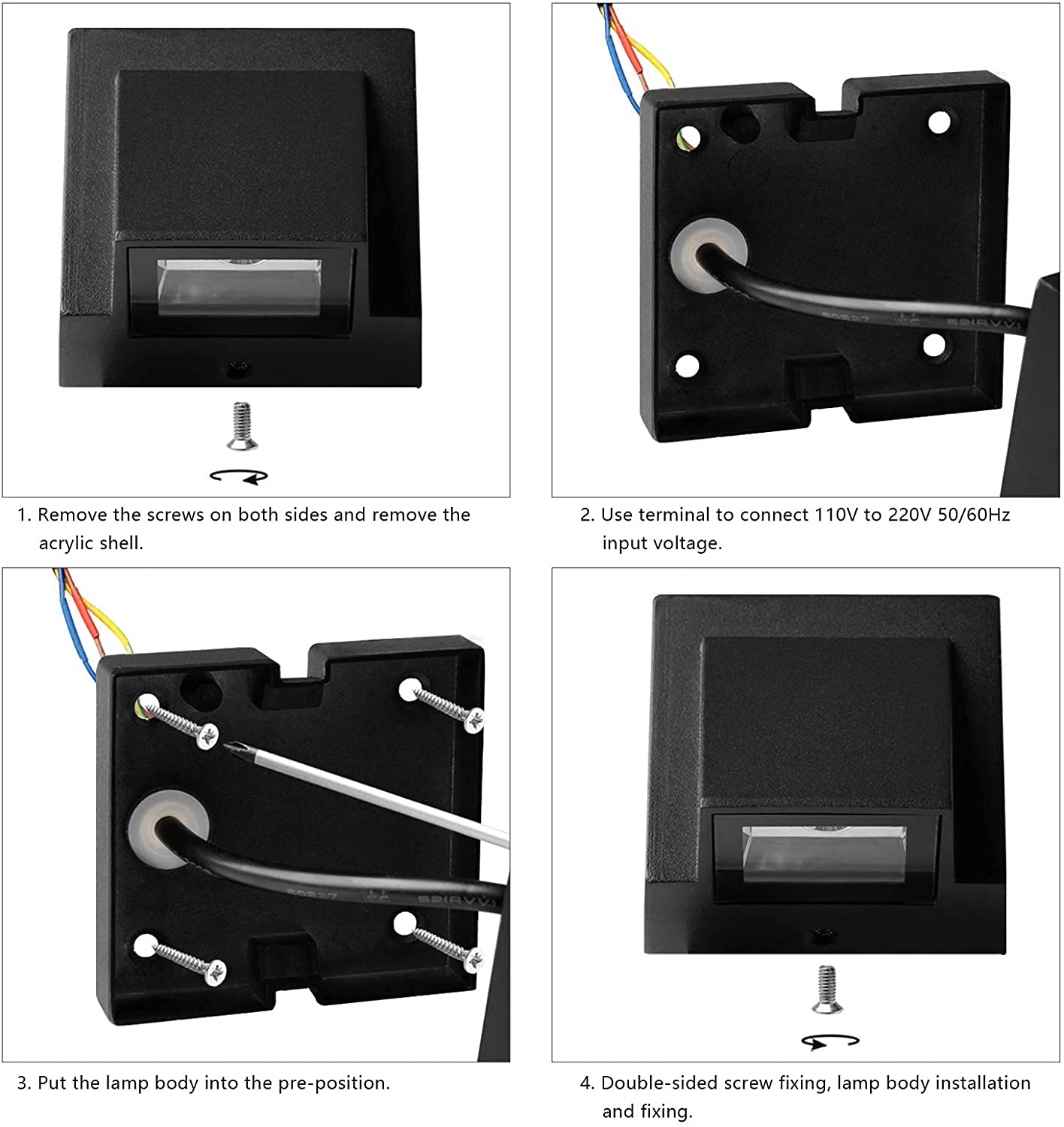 BENMA Lot de 2 appliques murales LED 8 W pour intérieur/extérieur, blanc chaud, 3000 K, IP65, pour chambre à coucher, salon, salle de bain, noir