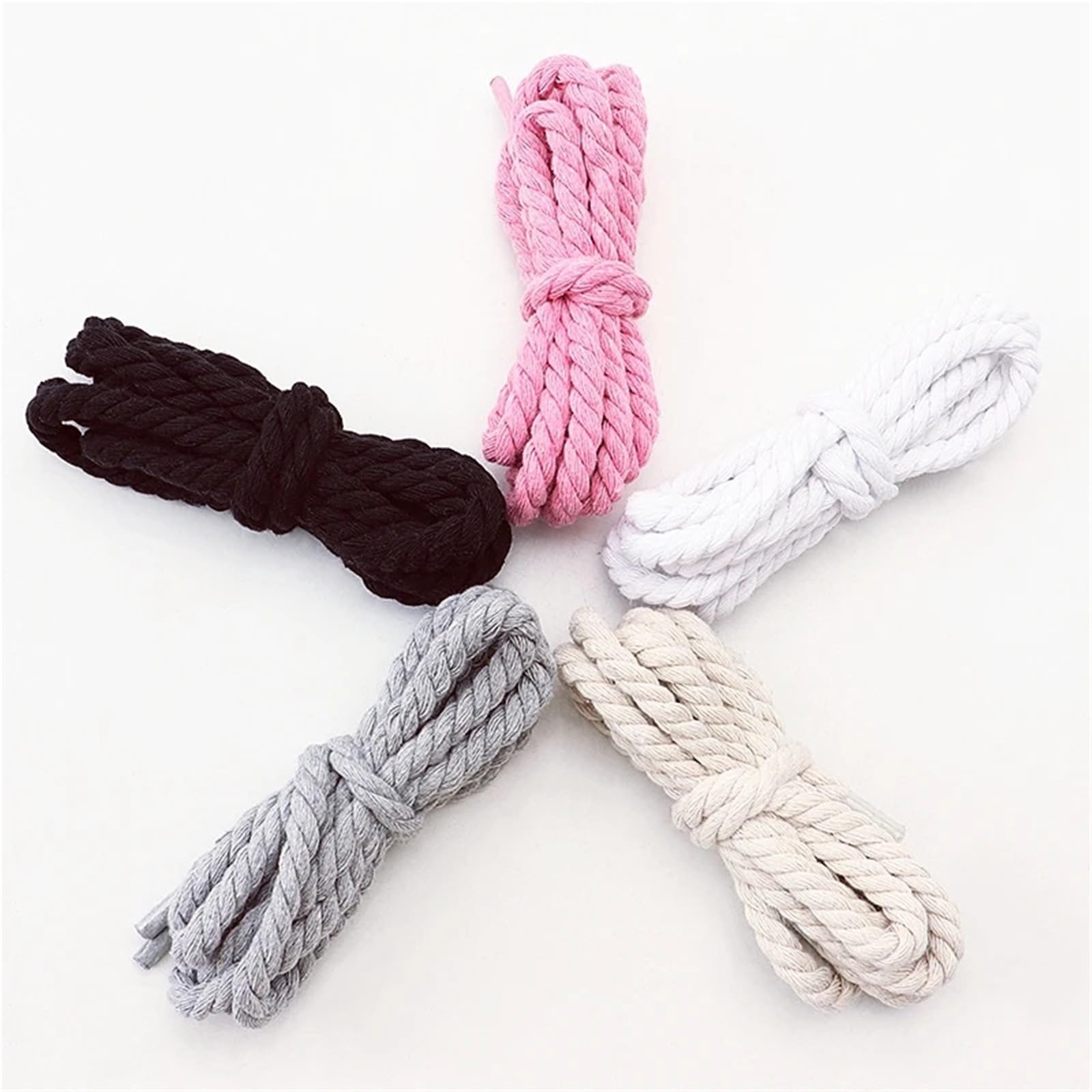 Cordones esponjosos 20 Pares Unisex engrosados ​​8 mm de diámetro Cordones de Cuerda de cáñamo de Tres Hilos for Zapatos Casuales