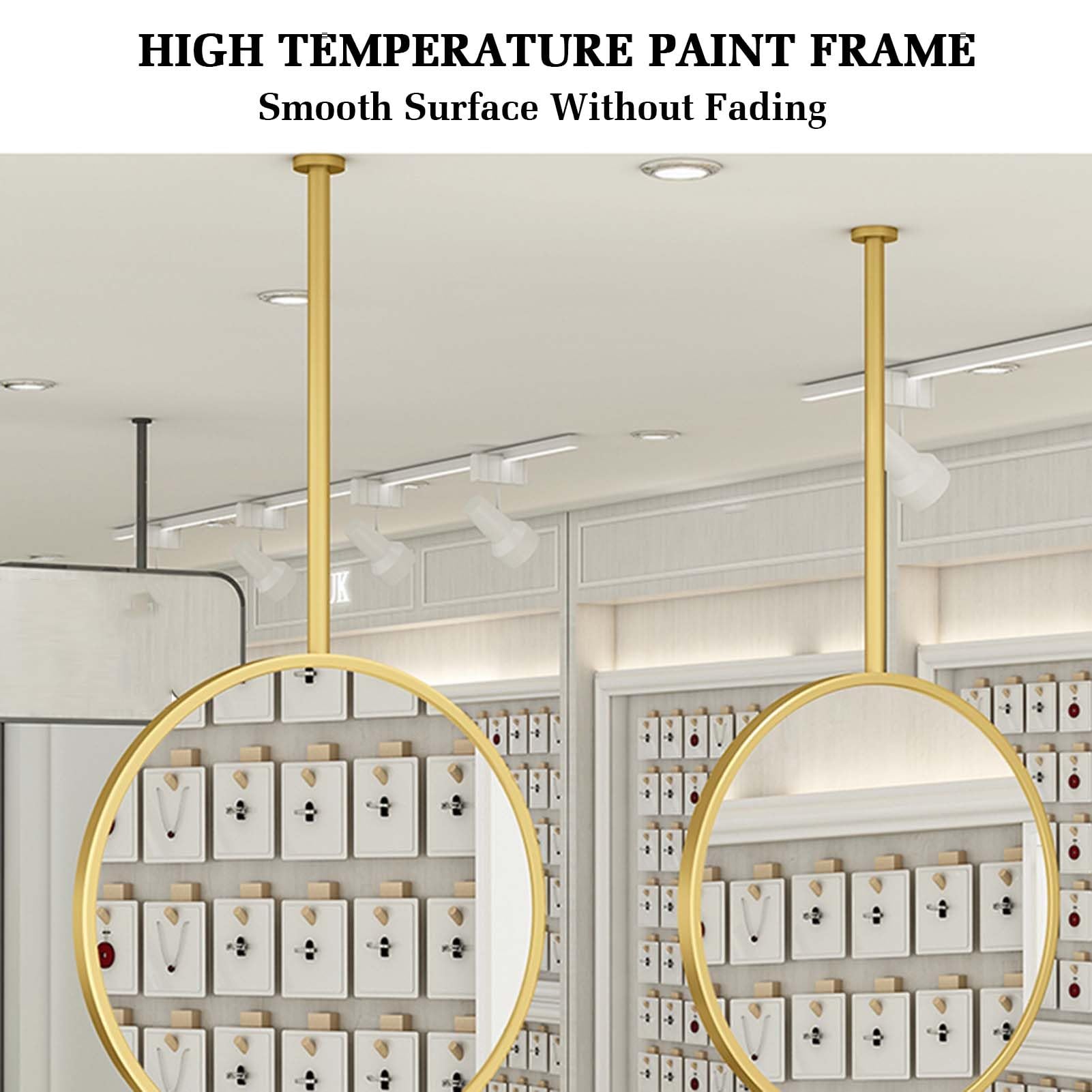Okrągłe dekoracyjne lustro ścienne – metalowe wiszące lusterko kosmetyczne do łazienki i golenia, możliwość personalizacji (białe, 50 x 150 cm) – pływające lusterko do makijażu HD, stylowy wystrój
