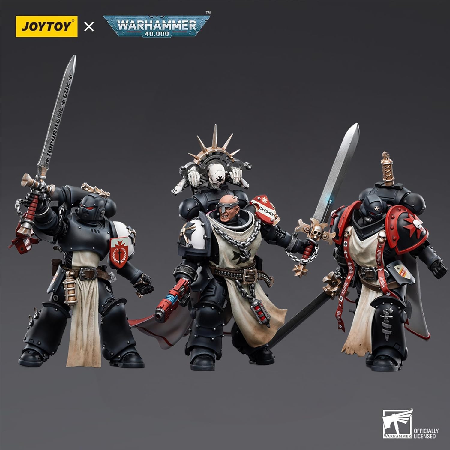 JOYTOY Warhammer 40,000 1/18 Action Figure Black Templars Primaris Sword Brethren Set of 3 Figures Ver.2 4.8inch Collectible Action Figures Kits