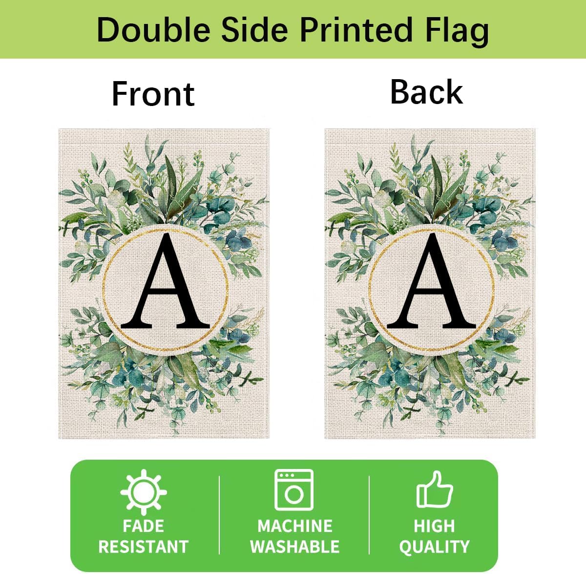 wyooxoo Monogram Letter A Floral Garden Flag 12x18 Inch Double Sided For Outside Small Burlap Family Last Name Initial Outdoor Yard Flag (A) - Image 6