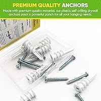 Vista 5 de #8 Kit de anclajes y tornillos para paneles de yeso, anclajes de plástico para paneles de yeso resistentes, anclajes de pared y tornillos, anclaje