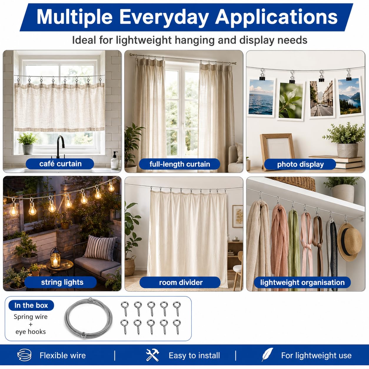 Livshine Spring Wire Kit - Hang Curtains & Decor -4
