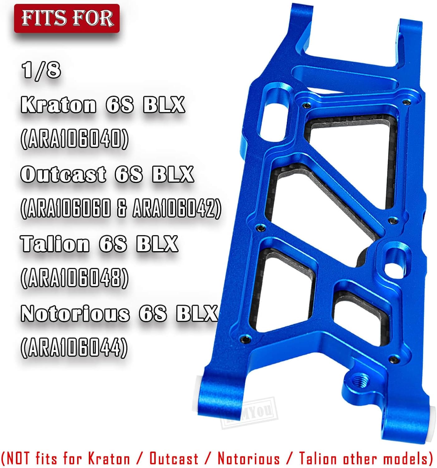 Aluminum Rear Suspension A Arms Upgrades Part for Arrma 1/8 Kraton 6S BLX,Outcast 6S BLX,Notorious 6S BLX,Talion 6S BLX,Rear Suspension A-Arms Hops up,Navy Blue