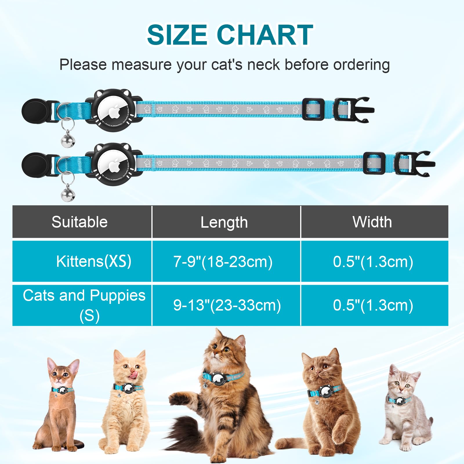 Riflettente Collare Gatti Compatibile con Apple Airtag Collare Air Tag Gatto con Fibbia di Sicurezza per Gattini, Air Tag GPS Non Incluso