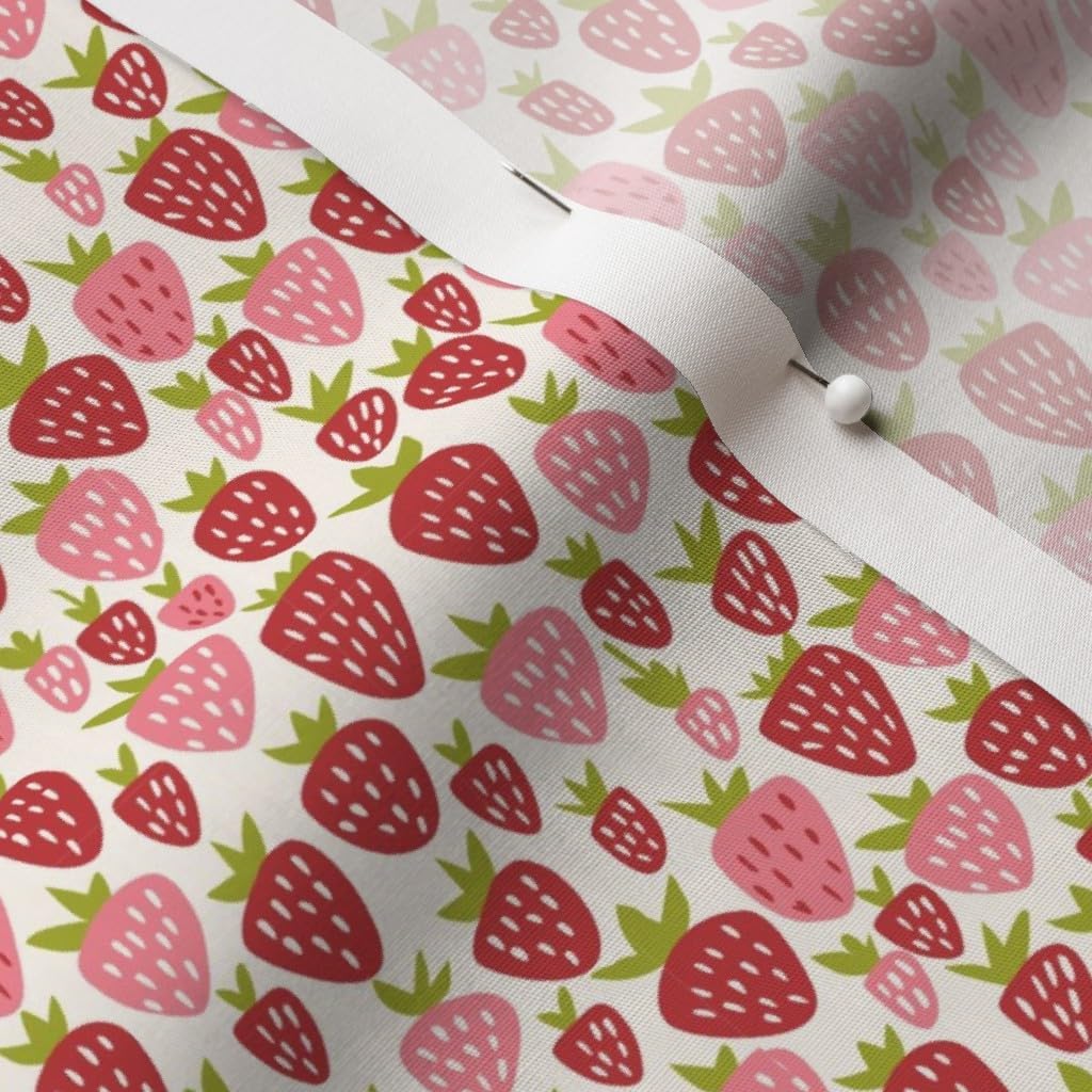 Spoonflower Fabric - Strawberry Fun Garden Printed on Cotton Poplin Fabric by The Yard - Sewing Shirting Quilting Dresses Apparel Crafts