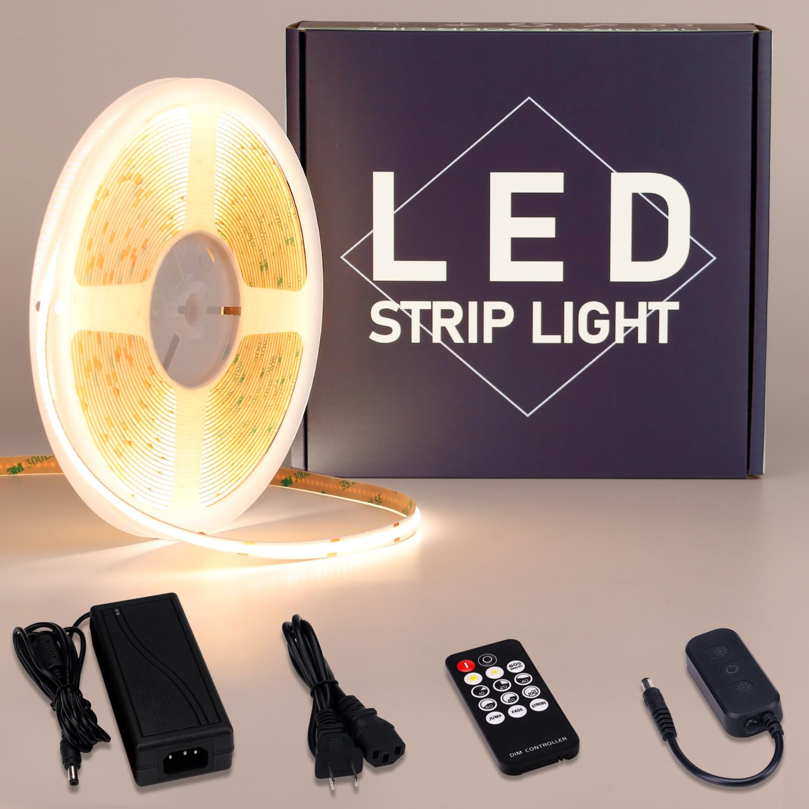 GOMING Tira LED COB 24V Blanco Natural 4000K Dimmable 10M CRI 93+ 312LEDs/M