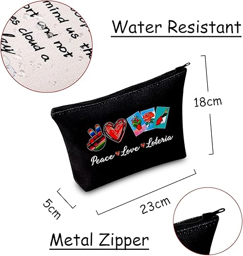 Miniatura 2 de JXGZSO Bolsa de lotería divertida bolsa de almacenamiento de bingo mexicano, regalo de lotería, paz, amor, lotería, bolsa de lona con cremallera,