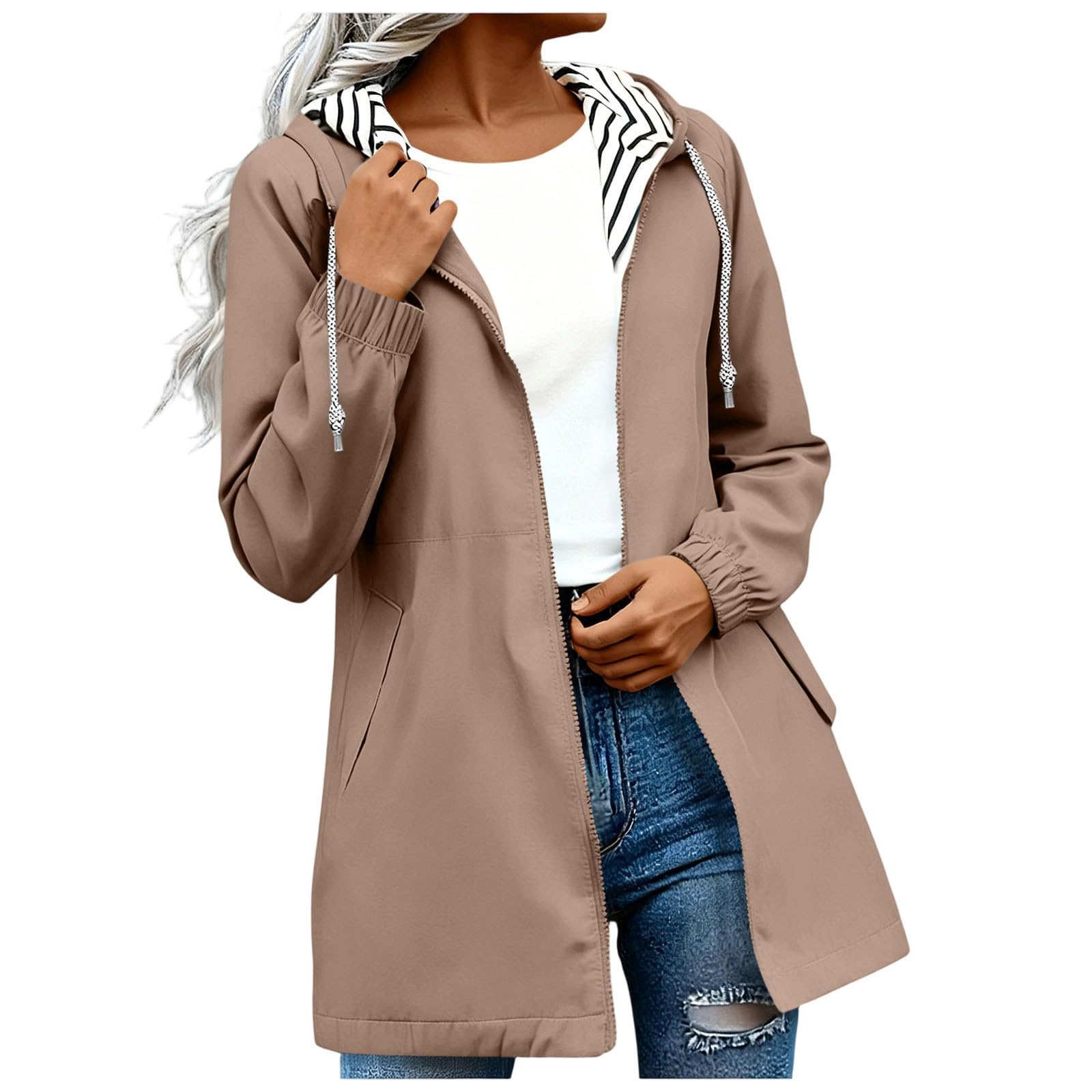 Veste imperméable légère zippée à capuche : le confort décontracté au sec - 8