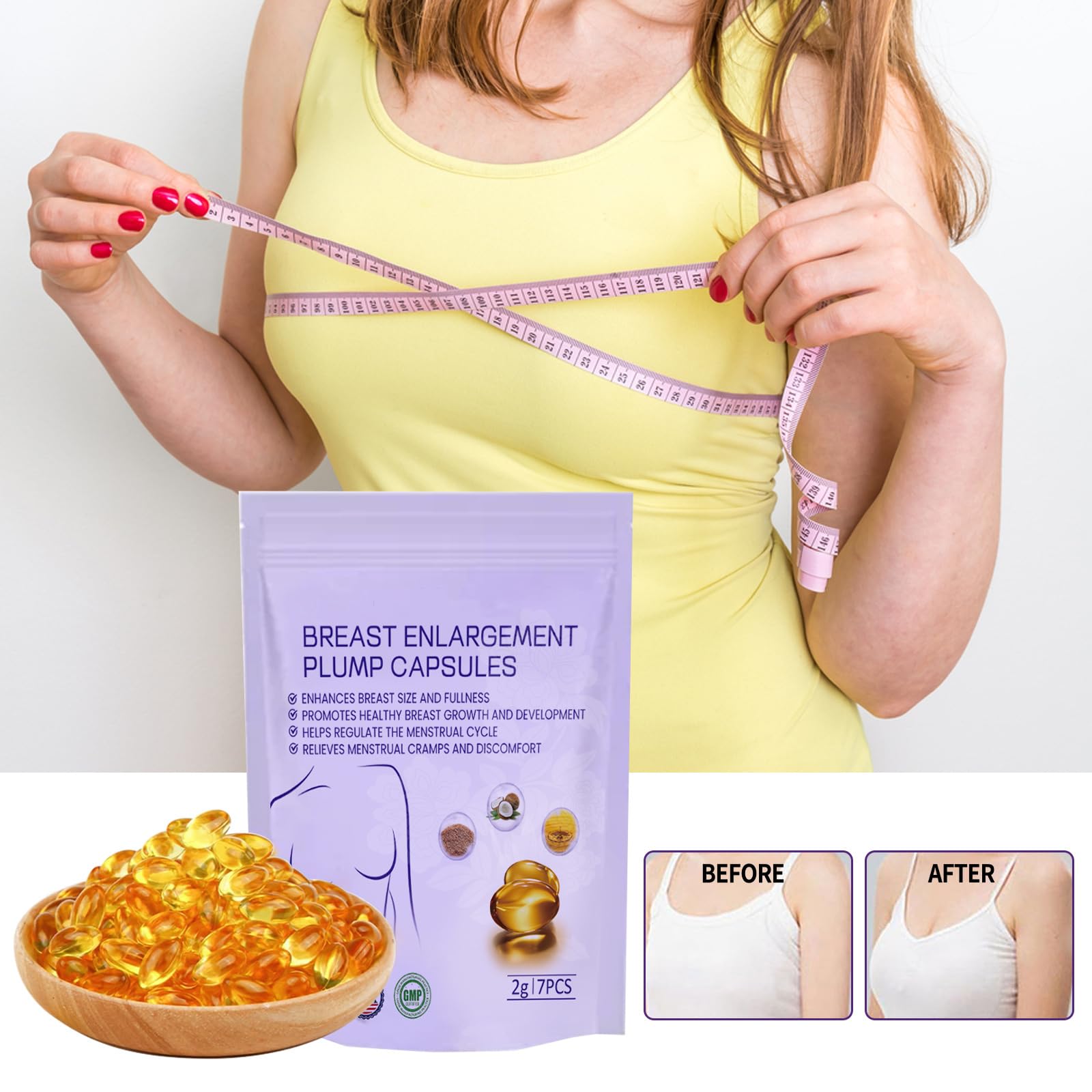 Capsule per l'aumento del seno Charmup, Capsule per l'aumento del seno Femmeboost, Capsule per l'aumento del seno Charmup, Capsule rassodanti e liftanti per l'ingrandimento del seno naturale (5 boxes)
