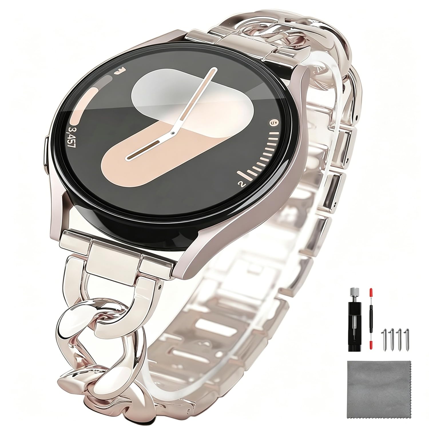[TICFROG] チェーンベルト 22mm 時計バンド ステンレス スマートウォッチバンド 22ミリ 交換 ステンレス 金属 ベルト 肌に優しい 防水 防汗 男女通用 調整工具付