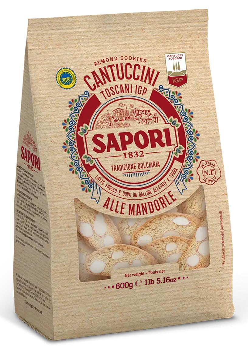 3X Sapori Cantuccini Toscani IGP alle Mandorle Maxi Confezione da 600g [CAIYA® BOX da 3 Confezioni]
