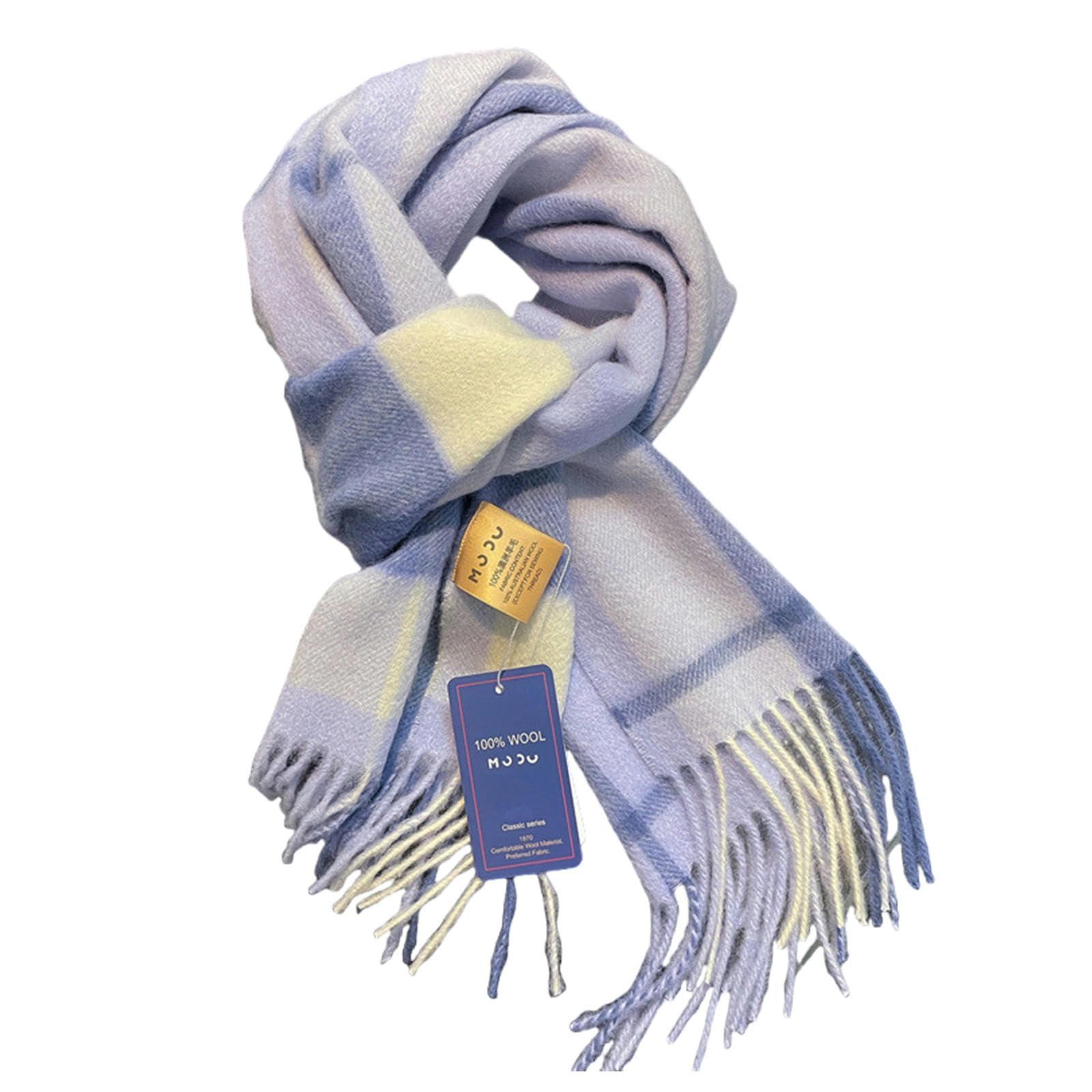 Sciarpa Donna Sciarpa Femminile Blu E Bianca Lana Pura Sciarpa Sciarpa Versatile Inverno Calda al Collo di Fascia Alta Sciarpa Unisex Regalo di Natale Unisex-lanbaige