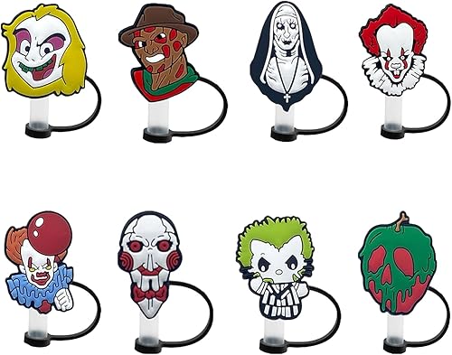 Juego de 8 tapas de popote divertidas, para popotes de 0.276-0.315 in, reutilizables, de silicona, compatible con vaso Stanley de 30 onzas y 40