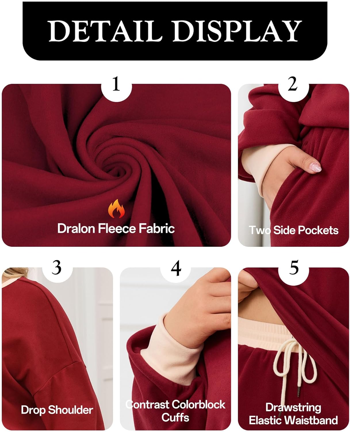 LALAGEN Womens Plus Size 2 Piece Outfits Pajamas Set Shorts Fleece Fall Matching Lounge Set Casual Sweatsuit - Image 5